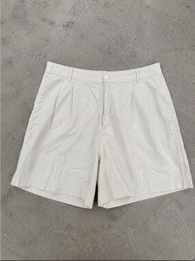 Uniqlo Cotton Linen Blend Pleated Shorts Woman XXL 34-35 Cream Office Preppy